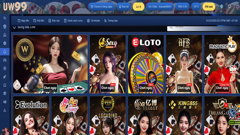 Top các game hot nhất tại Casino UW99